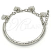 Rhodium Gold Filled Charm Bracelet, Heart and Hollow Design, Diamond Cutting Finish, Rhodium Finish, 03.63.1814.2.08 (05 MM Thickness, 8 Inches Length)