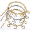 Rhodium Gold Filled Charm Bracelet, Heart and Hollow Design, Diamond Cutting Finish, Rhodium Finish, 03.63.1814.2.08 (05 MM Thickness, 8 Inches Length)