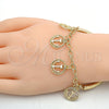 Oro Laminado Charm Bracelet, Gold Filled Style Anchor and Hollow Design, Diamond Cutting Finish, Golden Finish, 03.63.1818.08 (05 MM Thickness, 8 Inches Length)