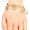 Oro Laminado Charm Bracelet, Gold Filled Style Anchor and Hollow Design, Diamond Cutting Finish, Golden Finish, 03.63.1818.08 (05 MM Thickness, 8 Inches Length)