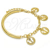 Oro Laminado Charm Bracelet, Gold Filled Style Anchor and Hollow Design, Diamond Cutting Finish, Golden Finish, 03.63.1818.08 (05 MM Thickness, 8 Inches Length)
