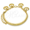 Oro Laminado Charm Bracelet, Gold Filled Style Anchor and Hollow Design, Diamond Cutting Finish, Golden Finish, 03.63.1818.08 (05 MM Thickness, 8 Inches Length)