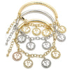 Oro Laminado Charm Bracelet, Gold Filled Style Anchor and Hollow Design, Diamond Cutting Finish, Tricolor, 03.63.1818.1.08 (05 MM Thickness, 8 Inches Length)