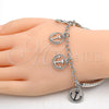 Rhodium Gold Filled Charm Bracelet, Anchor and Hollow Design, Diamond Cutting Finish, Rhodium Finish, 03.63.1818.2.08 (05 MM Thickness, 8 Inches Length)