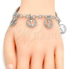 Rhodium Gold Filled Charm Bracelet, Anchor and Hollow Design, Diamond Cutting Finish, Rhodium Finish, 03.63.1818.2.08 (05 MM Thickness, 8 Inches Length)