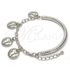Rhodium Gold Filled Charm Bracelet, Anchor and Hollow Design, Diamond Cutting Finish, Rhodium Finish, 03.63.1818.2.08 (05 MM Thickness, 8 Inches Length)