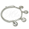Rhodium Gold Filled Charm Bracelet, Anchor and Hollow Design, Diamond Cutting Finish, Rhodium Finish, 03.63.1818.2.08 (05 MM Thickness, 8 Inches Length)