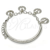 Rhodium Gold Filled Charm Bracelet, Anchor and Hollow Design, Diamond Cutting Finish, Rhodium Finish, 03.63.1818.2.08 (05 MM Thickness, 8 Inches Length)
