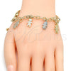 Oro Laminado Charm Bracelet, Gold Filled Style Little Girl and Little Boy Design, Diamond Cutting Finish, Tricolor, 03.63.1819.1.08 (05 MM Thickness, 8 Inches Length)