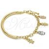 Oro Laminado Charm Bracelet, Gold Filled Style Little Girl and Little Boy Design, Diamond Cutting Finish, Tricolor, 03.63.1819.1.08 (05 MM Thickness, 8 Inches Length)