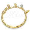 Oro Laminado Charm Bracelet, Gold Filled Style Little Girl and Little Boy Design, Diamond Cutting Finish, Tricolor, 03.63.1819.1.08 (05 MM Thickness, 8 Inches Length)
