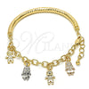 Oro Laminado Charm Bracelet, Gold Filled Style Little Girl and Little Boy Design, Diamond Cutting Finish, Tricolor, 03.63.1819.1.08 (05 MM Thickness, 8 Inches Length)