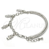 Rhodium Gold Filled Charm Bracelet, Little Girl and Little Boy Design, Diamond Cutting Finish, Rhodium Finish, 03.63.1819.2.08 (05 MM Thickness, 8 Inches Length)