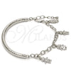 Rhodium Gold Filled Charm Bracelet, Little Girl and Little Boy Design, Diamond Cutting Finish, Rhodium Finish, 03.63.1819.2.08 (05 MM Thickness, 8 Inches Length)