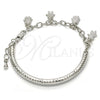Rhodium Gold Filled Charm Bracelet, Little Girl and Little Boy Design, Diamond Cutting Finish, Rhodium Finish, 03.63.1819.2.08 (05 MM Thickness, 8 Inches Length)