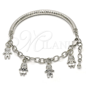 White Gold Filled Bracelet — Charm Bracelet Little Girl and Little Boy Design — main product view — SKU 118528 | Oro Laminado Blanco brazalete — Charm Bracelet Little Girl and Little Boy diseño — SKU 118528