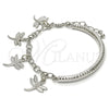 Rhodium Gold Filled Charm Bracelet, Dragon-Fly and Hollow Design, Diamond Cutting Finish, Rhodium Finish, 03.63.1821.2.08 (05 MM Thickness, 8 Inches Length)