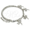 Rhodium Gold Filled Charm Bracelet, Dragon-Fly and Hollow Design, Diamond Cutting Finish, Rhodium Finish, 03.63.1821.2.08 (05 MM Thickness, 8 Inches Length)
