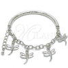 Rhodium Gold Filled Charm Bracelet, Dragon-Fly and Hollow Design, Diamond Cutting Finish, Rhodium Finish, 03.63.1821.2.08 (05 MM Thickness, 8 Inches Length)