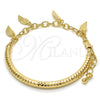 Oro Laminado Charm Bracelet, Gold Filled Style Hollow Design, Diamond Cutting Finish, Golden Finish, 03.63.1822.08 (05 MM Thickness, 8 Inches Length)