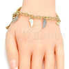 Oro Laminado Charm Bracelet, Gold Filled Style Hollow Design, Diamond Cutting Finish, Tricolor, 03.63.1822.1.08 (05 MM Thickness, 8 Inches Length)