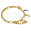 Oro Laminado Charm Bracelet, Gold Filled Style Hollow Design, Diamond Cutting Finish, Tricolor, 03.63.1822.1.08 (05 MM Thickness, 8 Inches Length)