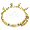 Oro Laminado Charm Bracelet, Gold Filled Style Hollow Design, Diamond Cutting Finish, Tricolor, 03.63.1822.1.08 (05 MM Thickness, 8 Inches Length)