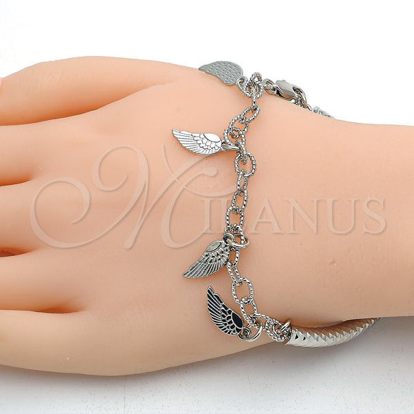 White Gold Filled Bracelet — Charm Bracelet Hollow Design Diamond Cutting 03.63. 05 — alternate product view — SKU 118537 | Oro Laminado Blanco brazalete — Charm Bracelet Hollow diseño Diamond Cutting 03.63. 05 — SKU 118537