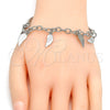 Rhodium Gold Filled Charm Bracelet, Hollow Design, Diamond Cutting Finish, Rhodium Finish, 03.63.1822.2.08 (05 MM Thickness, 8 Inches Length)