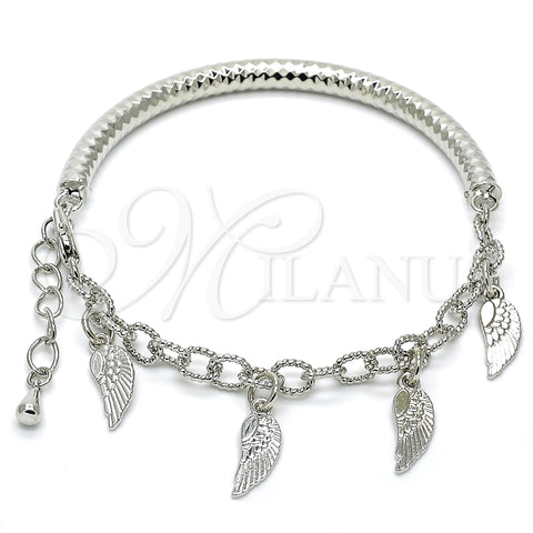 Oro Laminado Charm Bracelet, Gold Filled Style Hollow Design, Diamond Cutting Finish, Rhodium Finish, 03.63.1822.2.08 (05 MM Thickness, 8 Inches Length)