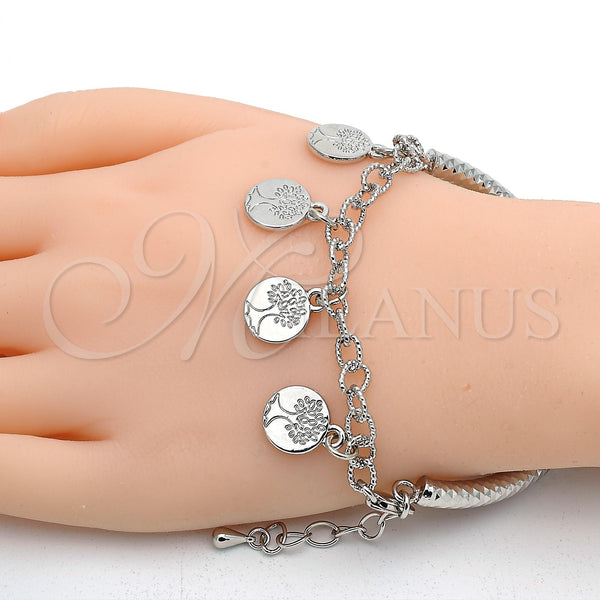 White Gold Filled Bracelet — Charm Bracelet Tree and Hollow Design Diamond Cutting — alternate product view — SKU 118540 | Oro Laminado Blanco brazalete — Charm Bracelet Tree and Hollow diseño Diamond Cutting — SKU 118540