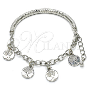 White Gold Filled Bracelet — Charm Bracelet Tree and Hollow Design Diamond Cutting — main product view — SKU 118540 | Oro Laminado Blanco brazalete — Charm Bracelet Tree and Hollow diseño Diamond Cutting — SKU 118540