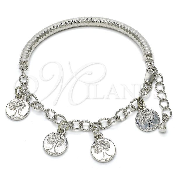 White Gold Filled Bracelet — Charm Bracelet Tree and Hollow Design Diamond Cutting — main product view — SKU 118540 | Oro Laminado Blanco brazalete — Charm Bracelet Tree and Hollow diseño Diamond Cutting — SKU 118540