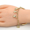 Oro Laminado Charm Bracelet, Gold Filled Style Elephant and Hollow Design, Diamond Cutting Finish, Golden Finish, 03.63.1824.08 (05 MM Thickness, 8 Inches Length)