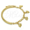 Oro Laminado Charm Bracelet, Gold Filled Style Elephant and Hollow Design, Diamond Cutting Finish, Golden Finish, 03.63.1824.08 (05 MM Thickness, 8 Inches Length)