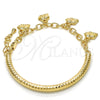 Oro Laminado Charm Bracelet, Gold Filled Style Elephant and Hollow Design, Diamond Cutting Finish, Golden Finish, 03.63.1824.08 (05 MM Thickness, 8 Inches Length)