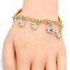 Oro Laminado Charm Bracelet, Gold Filled Style Elephant and Hollow Design, Diamond Cutting Finish, Tricolor, 03.63.1824.1.08 (05 MM Thickness, 8 Inches Length)