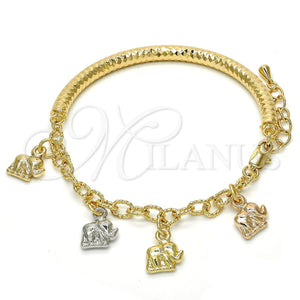 Gold Filled Bracelet — Charm Bracelet Elephant and Hollow Design Diamond Cutting — main product view — SKU 118542 | Oro Laminado brazalete — Charm Bracelet Elephant and Hollow diseño Diamond Cutting — SKU 118542