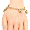 Oro Laminado Charm Bracelet, Gold Filled Style Rattle Charm and Hollow Design, Diamond Cutting Finish, Golden Finish, 03.63.1825.08 (05 MM Thickness, 8 Inches Length)