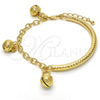Oro Laminado Charm Bracelet, Gold Filled Style Rattle Charm and Hollow Design, Diamond Cutting Finish, Golden Finish, 03.63.1825.08 (05 MM Thickness, 8 Inches Length)
