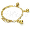 Oro Laminado Charm Bracelet, Gold Filled Style Rattle Charm and Hollow Design, Diamond Cutting Finish, Golden Finish, 03.63.1825.08 (05 MM Thickness, 8 Inches Length)