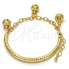 Oro Laminado Charm Bracelet, Gold Filled Style Rattle Charm and Hollow Design, Diamond Cutting Finish, Golden Finish, 03.63.1825.08 (05 MM Thickness, 8 Inches Length)