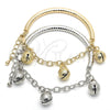 Oro Laminado Charm Bracelet, Gold Filled Style Rattle Charm and Hollow Design, Diamond Cutting Finish, Golden Finish, 03.63.1825.08 (05 MM Thickness, 8 Inches Length)