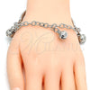 Rhodium Gold Filled Charm Bracelet, Rattle Charm and Hollow Design, Diamond Cutting Finish, Rhodium Finish, 03.63.1825.1.08 (05 MM Thickness, 8 Inches Length)