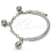 Rhodium Gold Filled Charm Bracelet, Rattle Charm and Hollow Design, Diamond Cutting Finish, Rhodium Finish, 03.63.1825.1.08 (05 MM Thickness, 8 Inches Length)