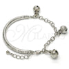Rhodium Gold Filled Charm Bracelet, Rattle Charm and Hollow Design, Diamond Cutting Finish, Rhodium Finish, 03.63.1825.1.08 (05 MM Thickness, 8 Inches Length)