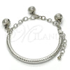 Rhodium Gold Filled Charm Bracelet, Rattle Charm and Hollow Design, Diamond Cutting Finish, Rhodium Finish, 03.63.1825.1.08 (05 MM Thickness, 8 Inches Length)