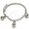 Rhodium Gold Filled Charm Bracelet, Rattle Charm and Hollow Design, Diamond Cutting Finish, Rhodium Finish, 03.63.1825.1.08 (05 MM Thickness, 8 Inches Length)