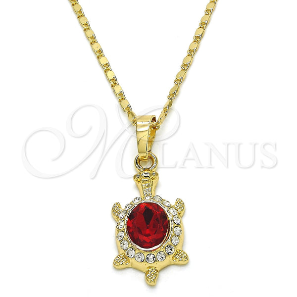 Gold Filled Necklace — Pendant Necklace Turtle Design with Garnet and White — main product view — SKU 118551 | Oro Laminado collar — Pendant Necklace Turtle diseño with Garnet and blanco — SKU 118551