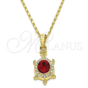 Gold Filled Necklace — Pendant Necklace Turtle Design with Garnet and White — main product view — SKU 118551 | Oro Laminado collar — Pendant Necklace Turtle diseño with Garnet and blanco — SKU 118551